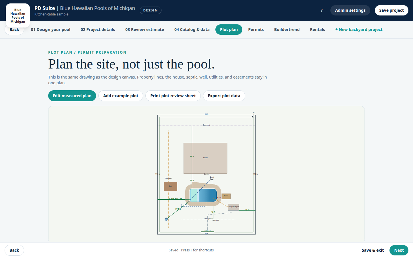 Plot plan tab